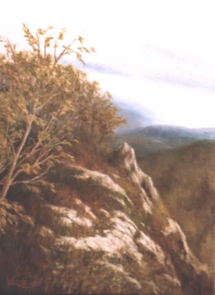 Szikl�s hegytet� 20x30cm, olaj, v�szon, 2007.