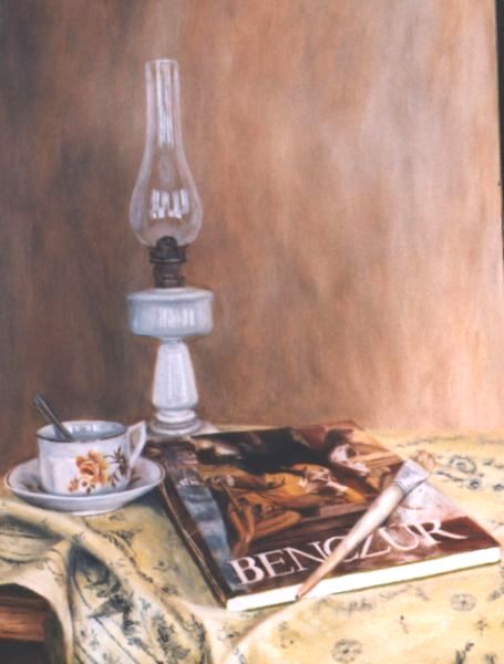 Csend�let Bencz�r albummal, 63x47cm, olaj, farost, 2007.