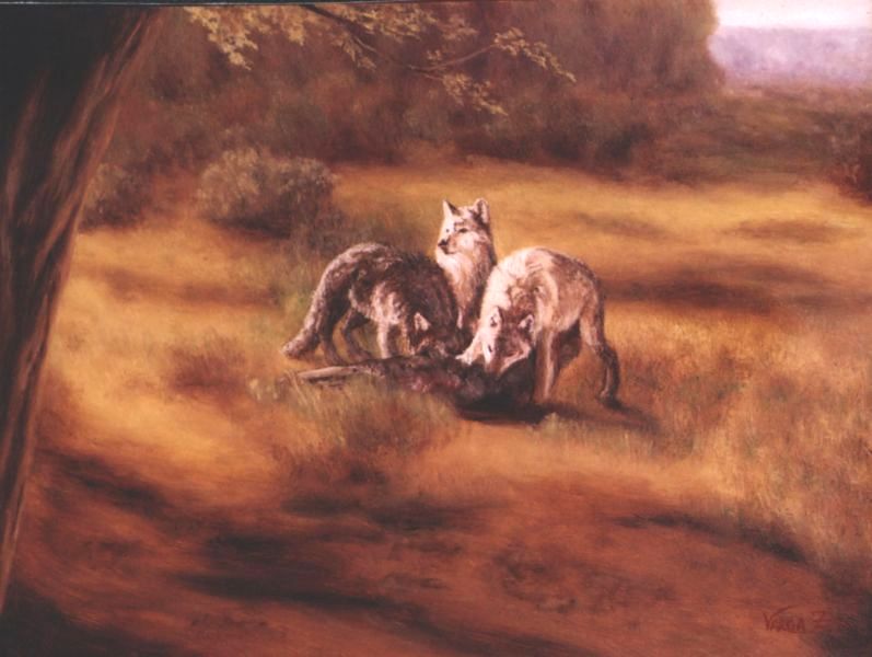 Farkasok zs�km�nnyal, olaj, farost, 2005.
