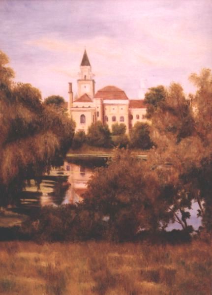 A v�rosh�za a Beretty� fel�l II., 30x40cm, olaj, farost, 2005.