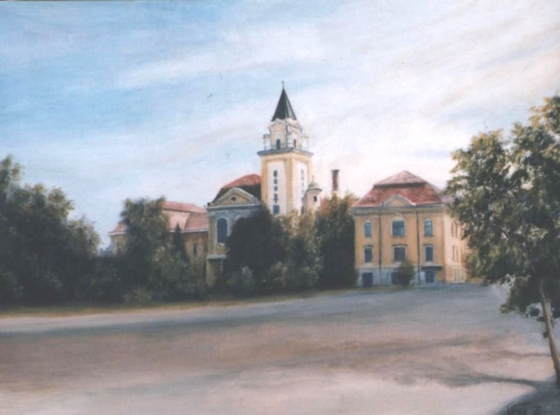 V�rosh�za, 30x40cm, olaj, farost, 2006.