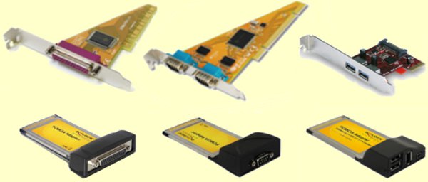 LPT port, Soros port, USB port bővítőkártyák