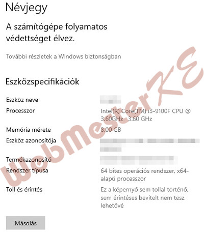 Rendszer-információ - Operációs rendszer Rendszer-információ - Operációs rendszer