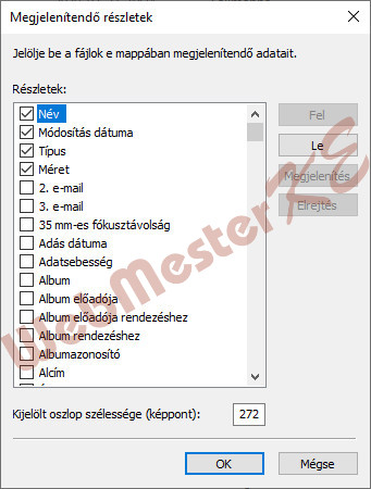 Megjelenítendő részletek