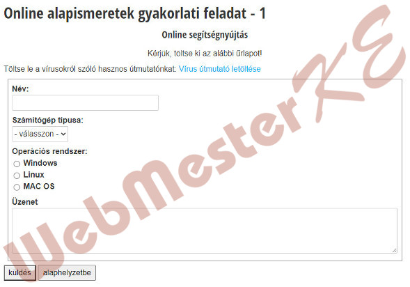 A megnyitott oldal A megnyitott oldal