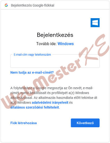 E-mail cím megadása