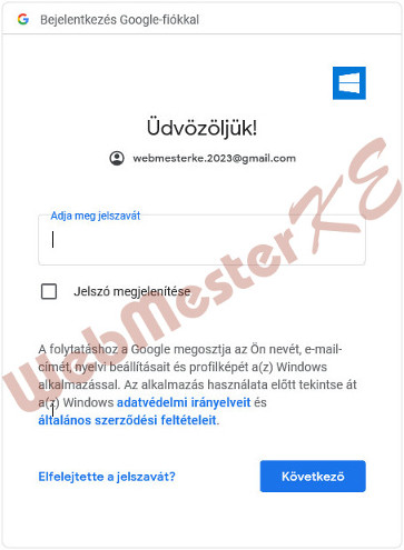 Jelszó megadása