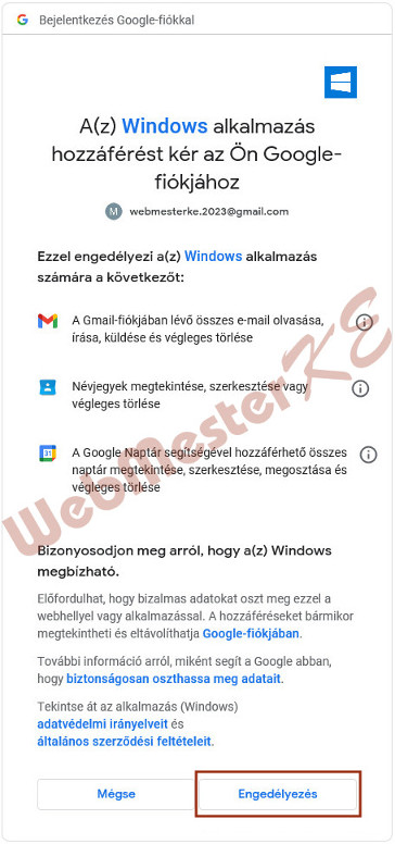 Hozzáférés engedélyezése