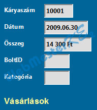 Az elkészült Törzs űrlap