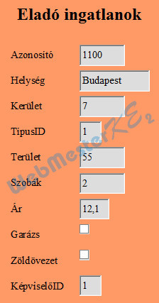 Az elkészült F űrlap