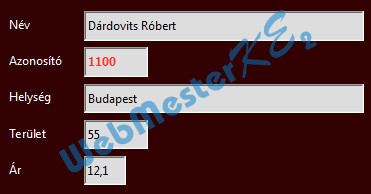 Az elkészült F űrlap