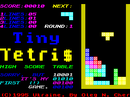 Tiny Tetris by Oleg N. Cher (1995)